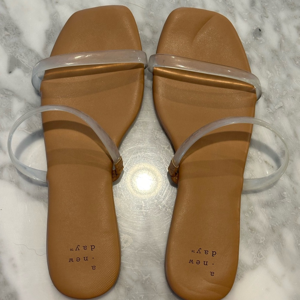 a new day Tan Sandals with Clear Straps